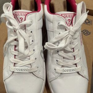 Guess White Sneakers with Pink Highlights size 10 women’s